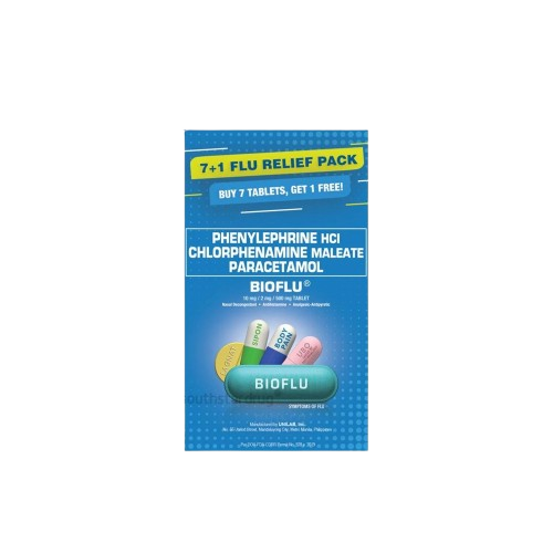 Bioflu (Phenylephrine + Chlorphenamine + Paracetamol) 10mg/2mg/500mg tablet 7+1