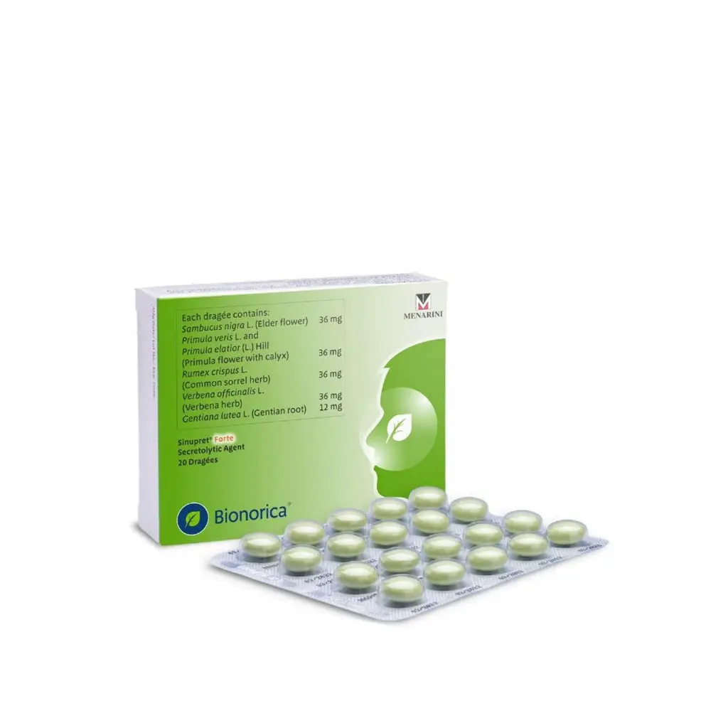 Sinupret Forte (herbal blend of gentian root, primrose flowers, elderflowers, sorrel herb, and verbena herb) tablet