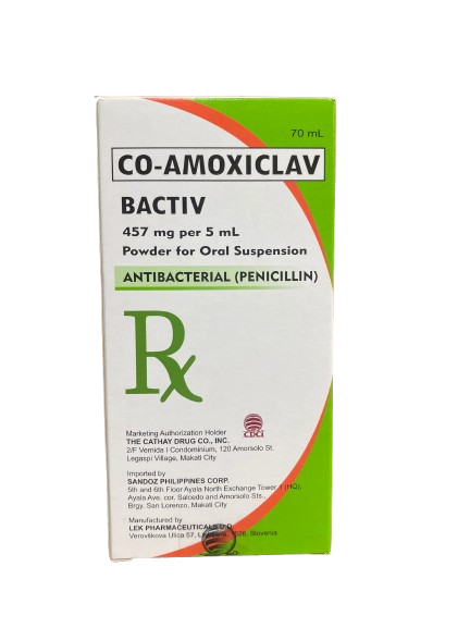 Bactiv (Co-Amoxiclav) 457mg/5ml Suspension 70ml