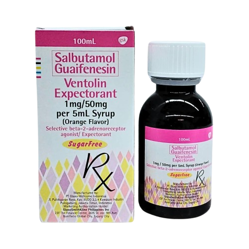 Ventolin Expectorant (salbutamol + guaifenesin) 1mg/50mg per 5mL syrup 100ml