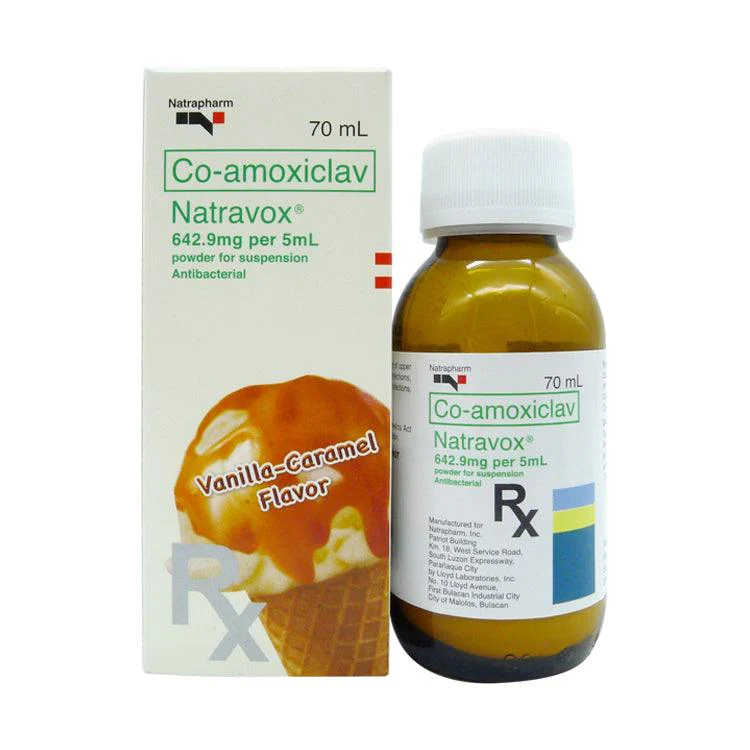 Natravox (co-amoxiclav) 642.9mg/5mL suspension 70mL