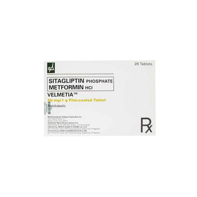 Velmetia (sitagliptin/metformin hydrochloride) 50mg/1000mg tablet 