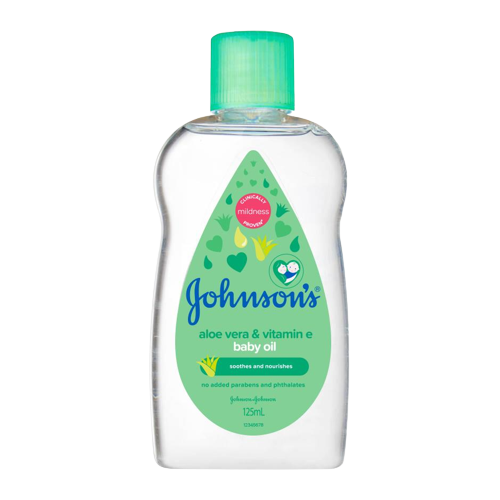 J&J Baby Oil Aloe Vera (mineral oil with aloe vera extract) 125ml