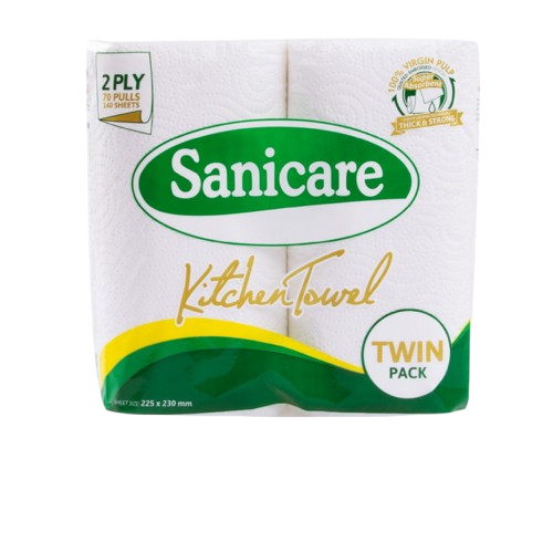 Sanicare Kitchen Towel Regular Twin Pack 2-Ply 70 Pulls