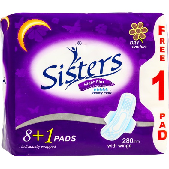 Sisters Net Side Night Maxi 8+1 with Wings (Violet Pack) 