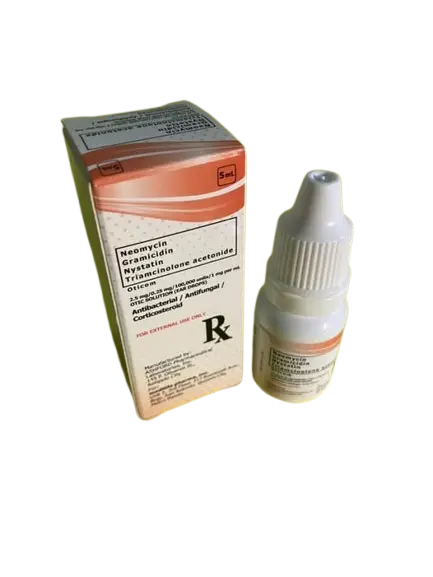 Celsus Neomycin + Gramicidin + Nystatin + Triamcinolone acetonide) 2.5mg/.25mg/100,000 units/1mg per ml - 5ml ear drops