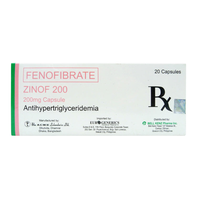 Zinof 200 (Fenofibrate) 200mg Capsule 