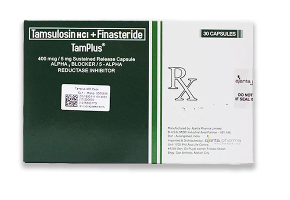 Tamplus (Tamsulosin Hydrochloride/Finasteride) 400mcg/5mg Capsule 