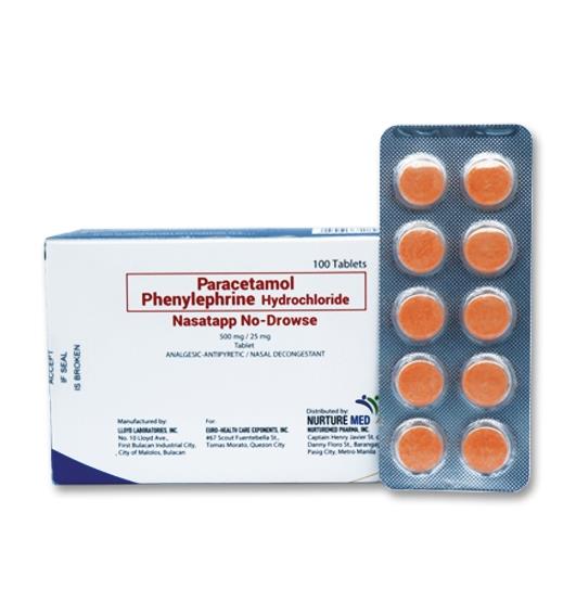 Nasatapp No-Drowse (Paracetamol/Phenylephrine) 500mg/25mg Tablet
