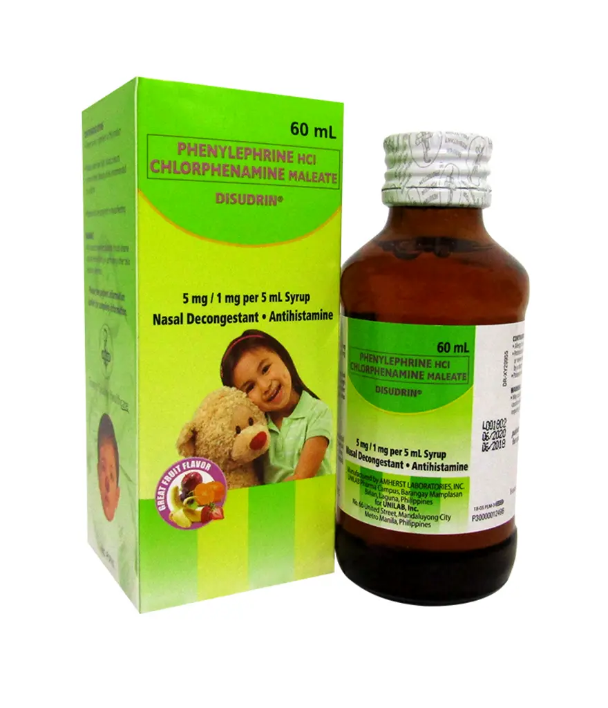 Disudrin (Chlorphenamine + Phenylephrine) 5mg/1mg per 5ml Syrup 60ml