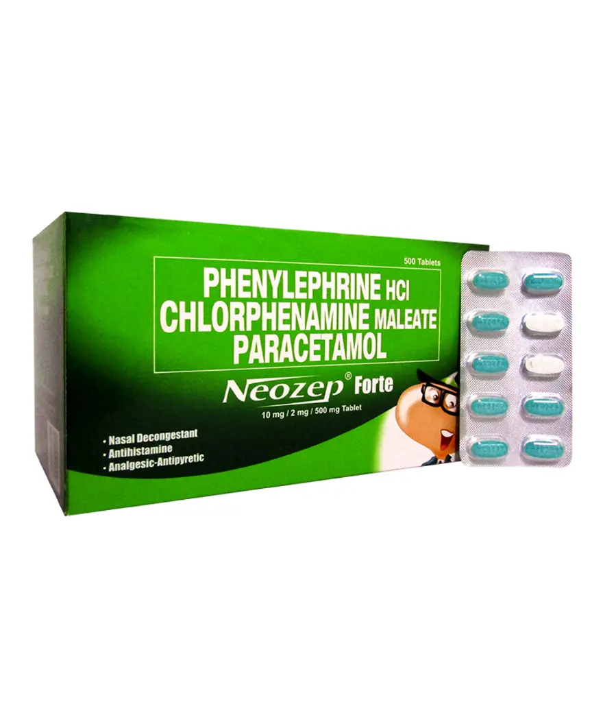 Neozep Forte (phenylephrine HCl + paracetamol + chlorphenamine maleate) 10mg/500mg/2mg tablet