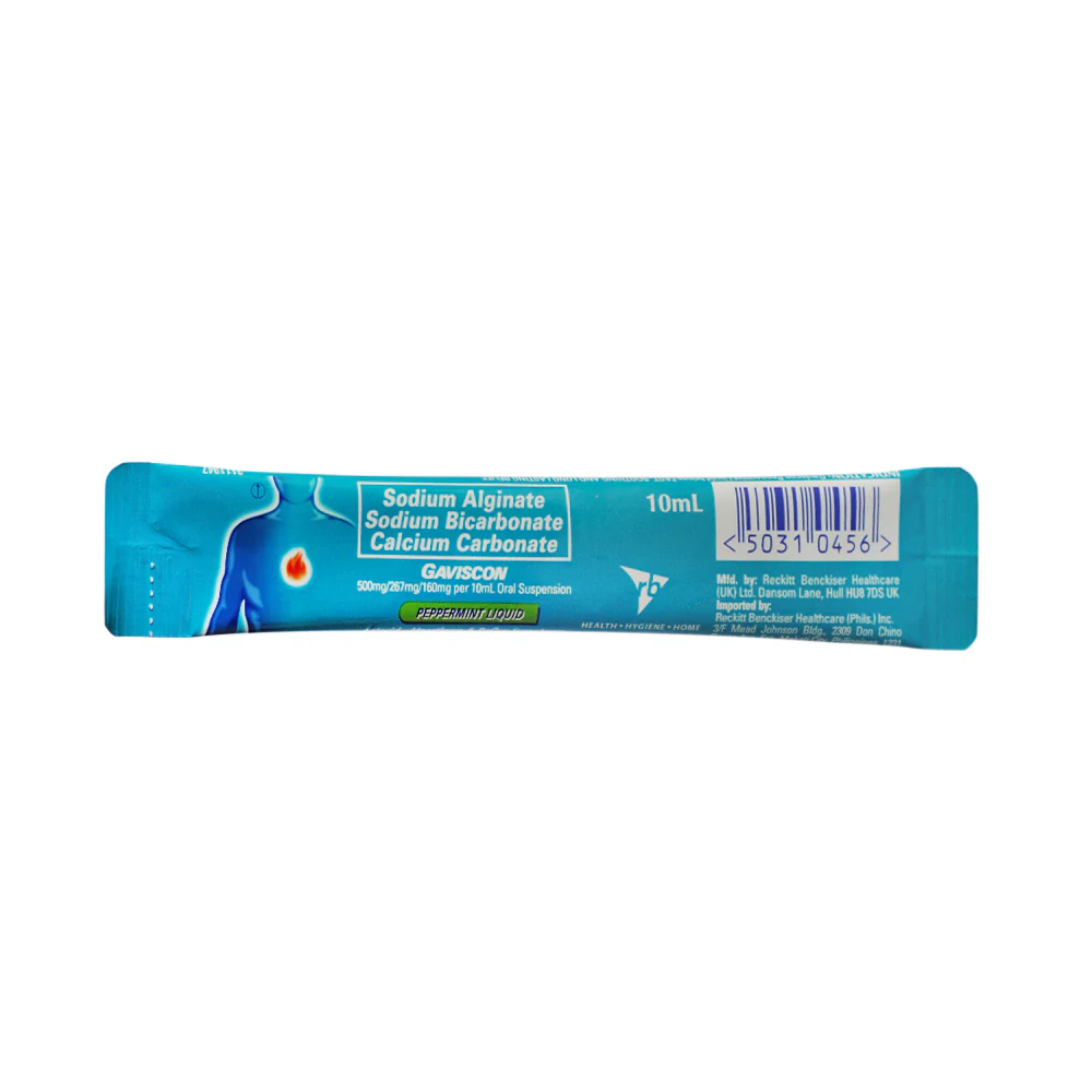 Gaviscon (Aluminum Hydroxide + Magnesium Hydroxide + Sodium Bicarbonate) 500mg/267mg/160mg Oral Suspension 10ml