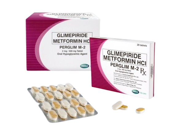 Perglim M-2 (Glimepiride + Metformin HCl) 2mg/500mg Tablet