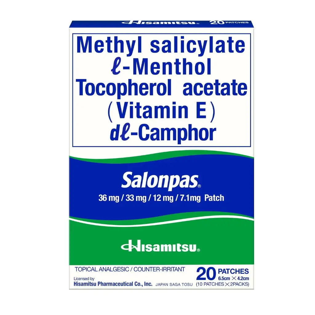 Salonpas Plaster (methyl salicylate, menthol, and camphor) 20's