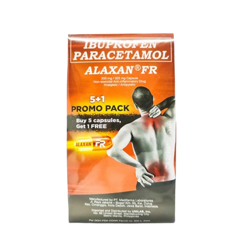 Alaxan FR (Ibuprofen + Paracetamol) 200mg/325mg Capsule 5+1 pack