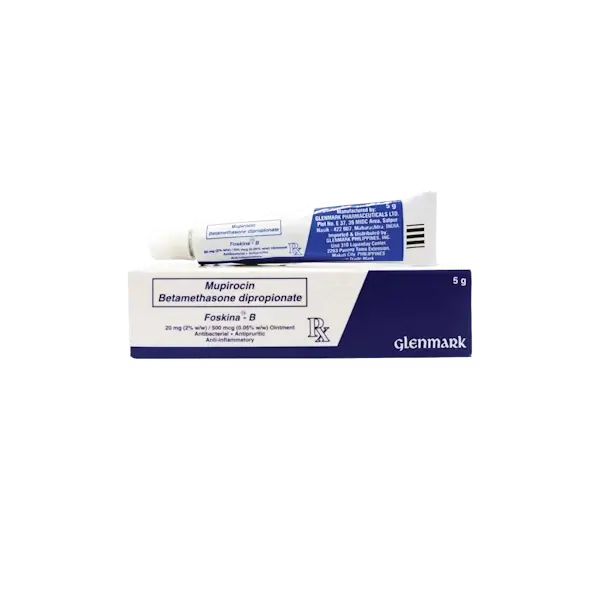 Foskina B (Mupirocin + Betamethasone) 20mg/500mcg Ointment, 5g