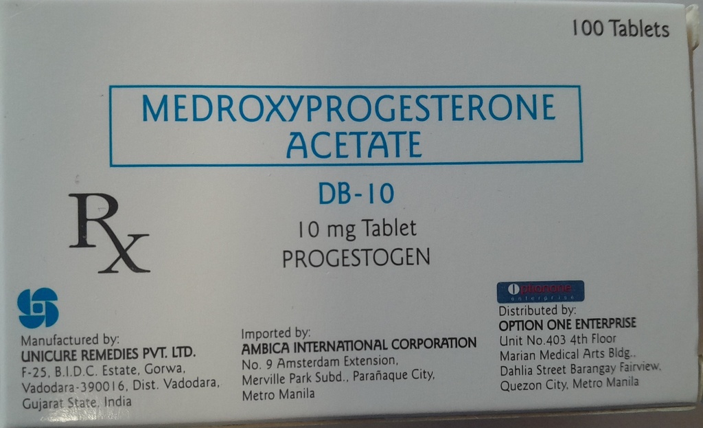 DB-10 (medroxyprogesterone acetate) 10mg tablet 