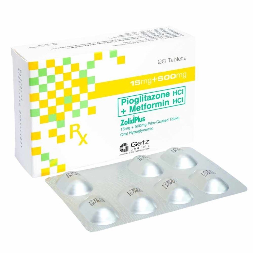 Zolid Plus (Pioglitazone/Metformin) 15mg/500mg tablet 