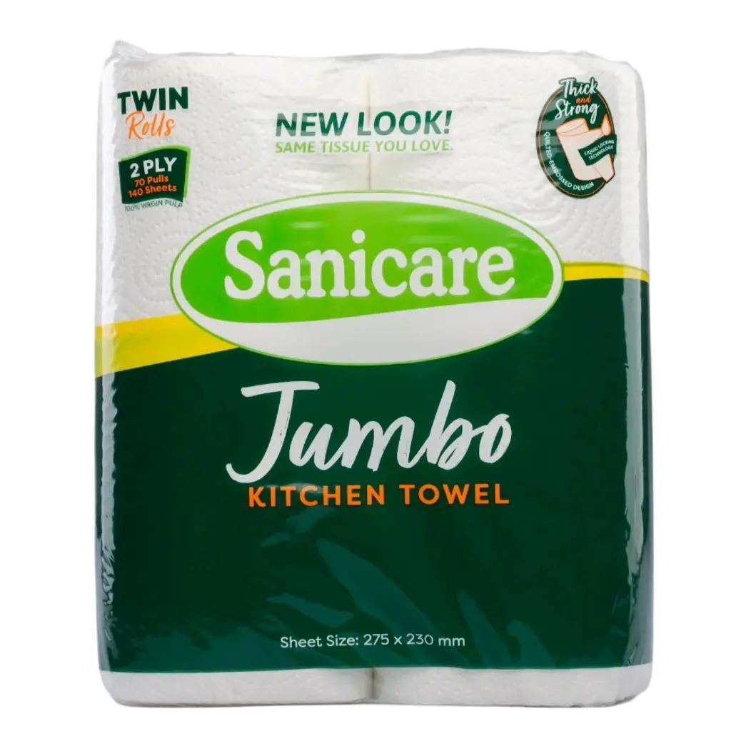 Sanicare Kitchen Towel Jumbo Twin Pack 2-Ply 70 Pulls