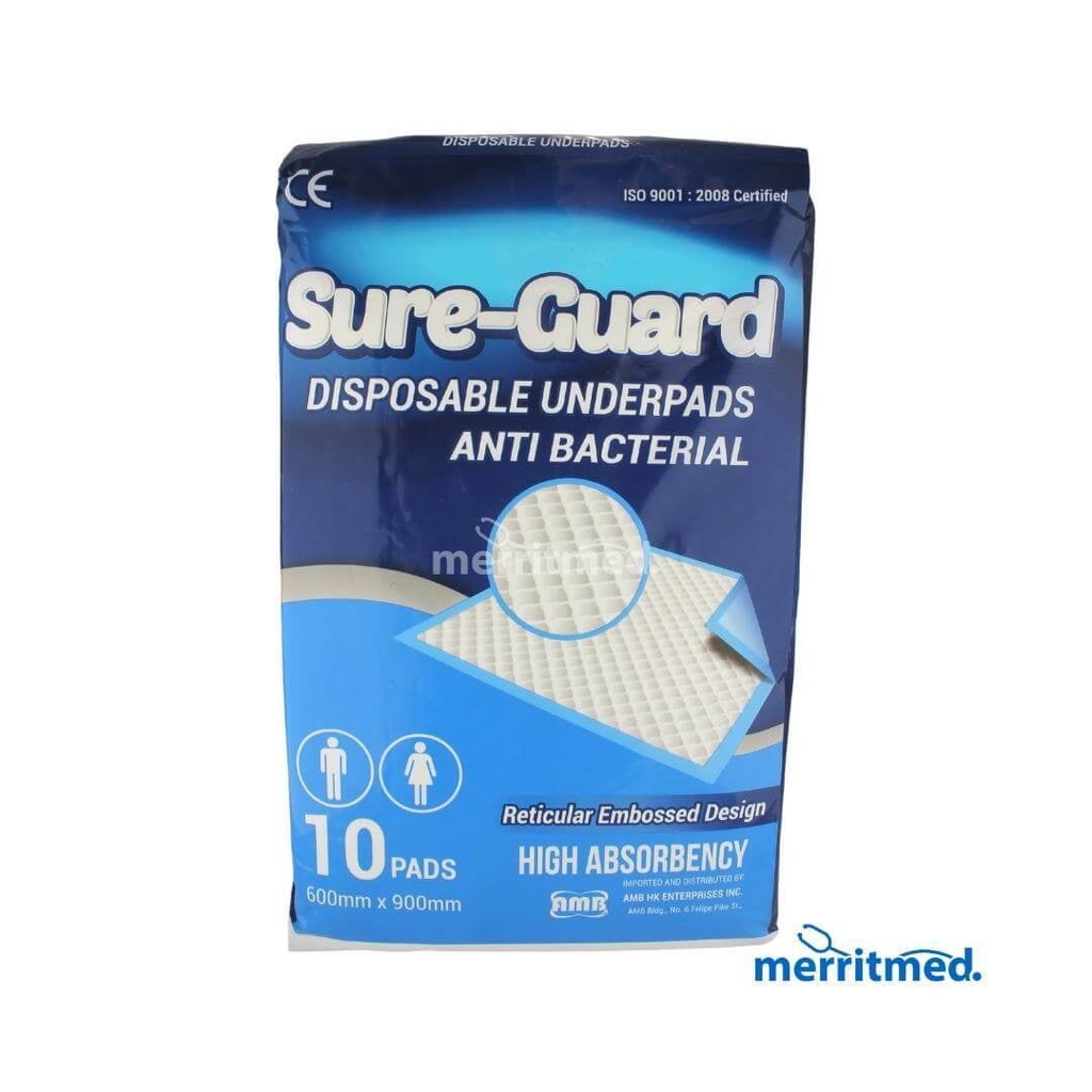 SureGuard underpads 600mm x 900mm 10's