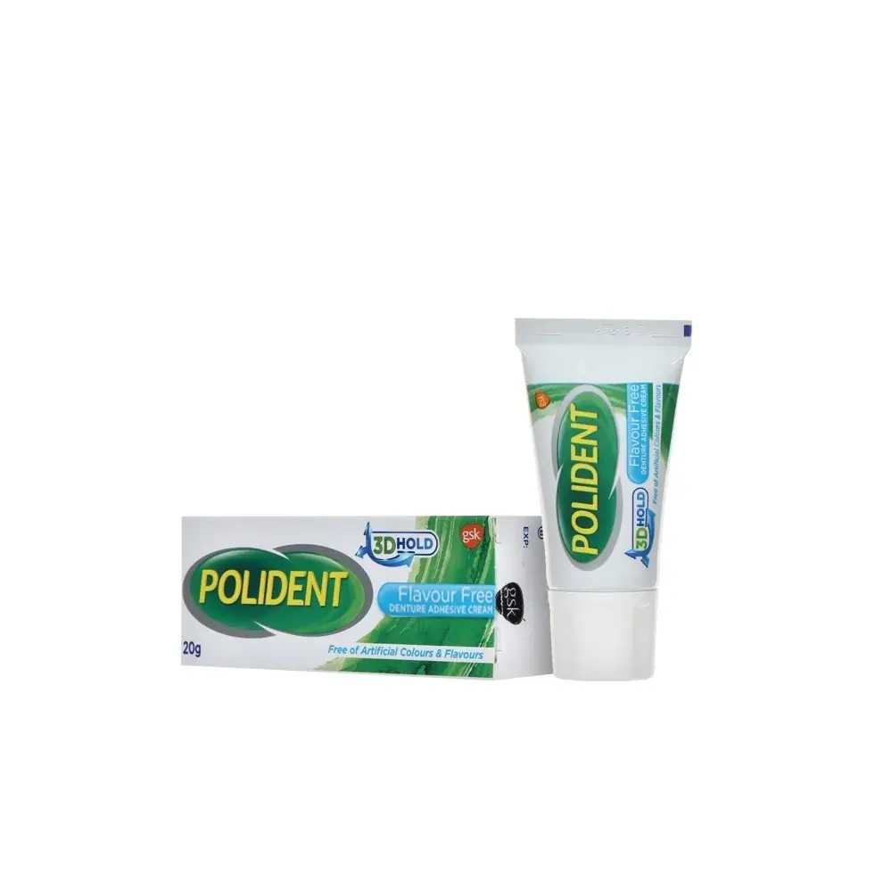 Polident Denture Adhesive Cream Flavor Free 20g