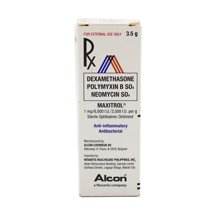Maxitrol (Dexamethasone, Polymyxin, Neomycin) 1mg/6000 I.U/3500 I.U per g ointment 3.5g
