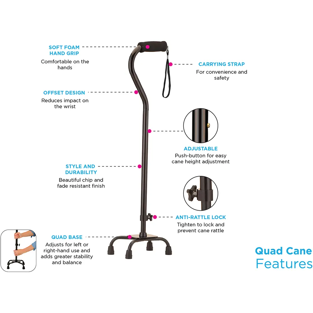 Sure-Guard quad cane AMB932-gold