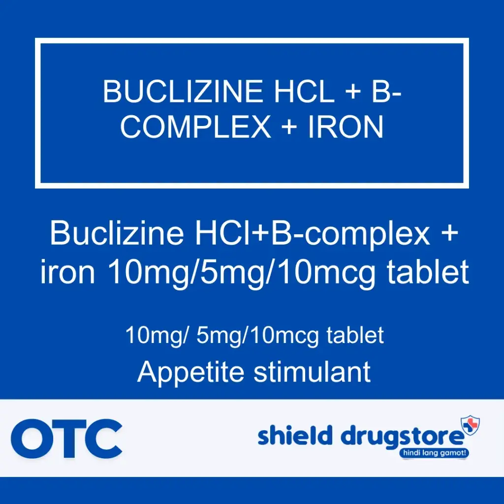 GN-BUCLIZINE HCL + B-COMPLEX + IRON 10MG/5MG/10MCG TAB