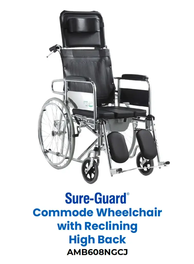 Sure-Guard Commode Wheelchair w/ Reclining HB [AMB608NGCJ] 