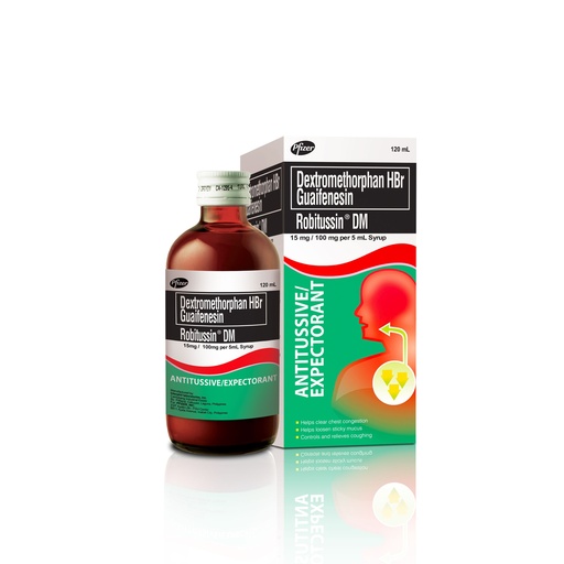 [OTC-T10264-RESP-CAT00074] Robitussin DM (Dextromethorphan HBr/Guaifenesin) 15mg/100mg per 5ml Syrup 120ml