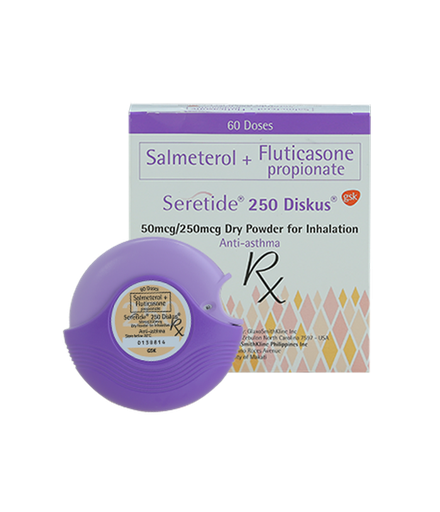 [RX-T11244-RESP-CAT00187] Seretide 250 (Salmeterol + Fluticasone) 50mcg/250mcg Diskus DPFI