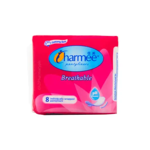 [GR-T10178-DIAP-CAT00064] Charmee Unscented Breathable Panty Liner Pink 8s 