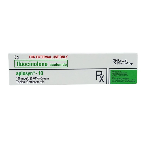 [RX-T11483-STOP-CAT00065] Aplosyn-10 (fluocinolone acetonide) 0.01% cream 5g 