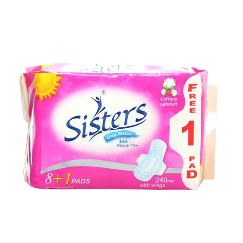 [GR-T10149-DIAP-CAT00035] Sisters Silk Floss Day Maxi 8+1 with Wings (Pink Pack)