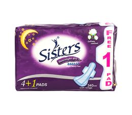[GR-T10150-DIAP-CAT00036] Sisters Perforated Cottony Overnight 4+1 (Lilac Pack) 