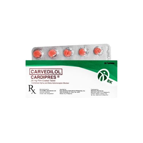 [RX-T10399-CARDI-CAT00006] Cardipres (Carvedilol) 25mg Film-coated Tablet 