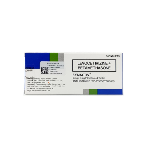 [RX-T11230-RESP-CAT00173] Synactiv (Levocetirizine + Betamethasone) 5mg/1mg Film-Coated Tablet
