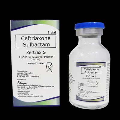 [RX-T10237-ABIO-CAT00237] Zeftrax S (Ceftriaxone + Sulbactam) 1g/500mg Vial 