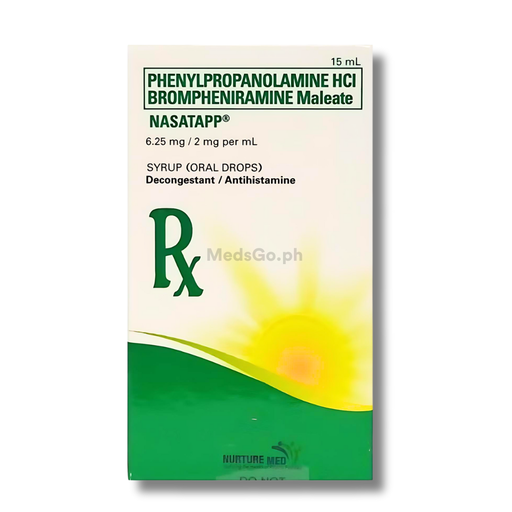 [OTC-T10322-RESP-CAT00132] Nasatapp (Chlorphenamine Maleate/Phenylephrine) 6.25mg/2mg Syrup (Oral Drops) 15ml