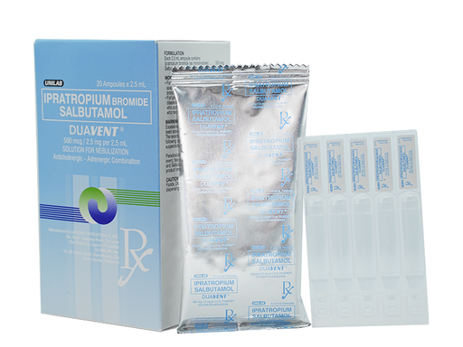 [RX-T11387-RESP-CAT00330] Duavent (Ipratropium Bromide + Salbutamol) 500mcg/2.5mg per 2.5ml Nebule