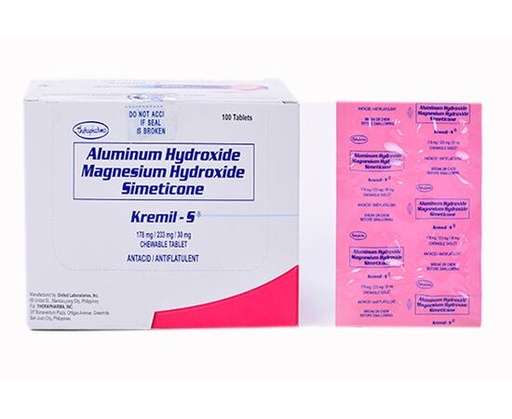 [OTC-T10025-GIT-CAT00022] Kremil-S (Aluminum Hydroxide + Magnesium Hydroxide + Simeticone) 178mg/233mg/30mg Tablet