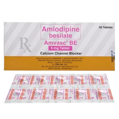 [RX-T10671-CARDI-CAT00278] Amvasc BE (Amlodipine) 5mg Tablet 