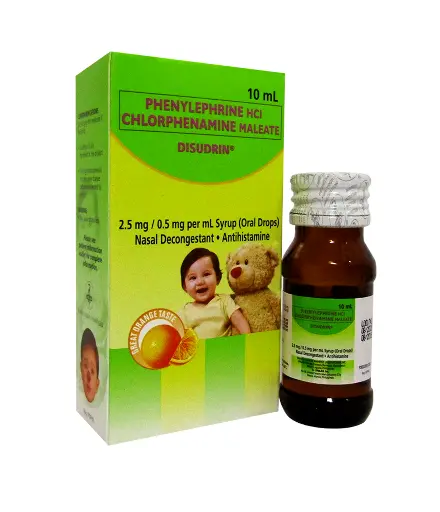 [OTC-T10325-RESP-CAT00135] Disudrin (Chlorphenamine + Phenylephrine) 2.5mg/0.5mg per ml Syrup 10ml