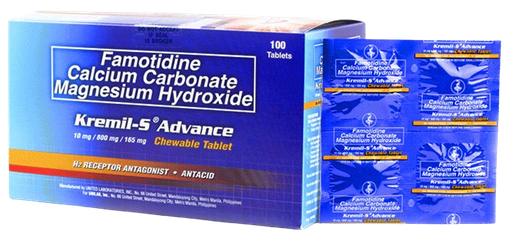 [OTC-T10031-GIT-CAT00028] Kremil-S Advance (Famotidine + Calcium Carbonate + Magnesium Hydroxide) 10mg/800mg/165mg Tablet 
