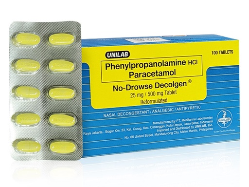 [OTC-T10220-RESP-CAT00030] Decolgen No Drowse (phenylephrine HCl + paracetamol) tablet