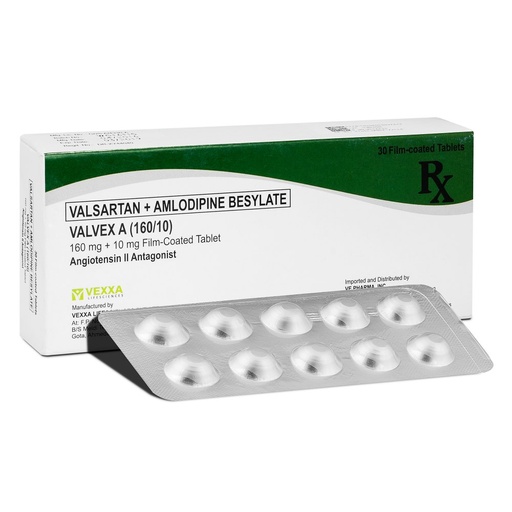 [RX-T10563-CARDI-CAT00170] Valvex-A (Amlodipine + Valsartan) 160mg/10mg Tablet 