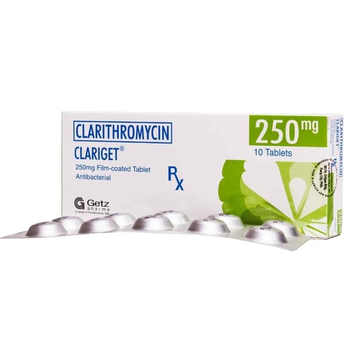[RX-T10066-ABIO-CAT00066] Clariget (Clarithromycin) 250mg tablet