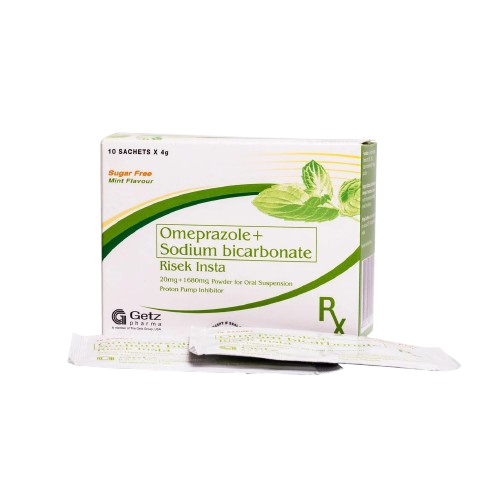 [RX-T10882-GIT-CAT00120] Risek Insta (Omeprazole/Sodium Bicarbonate) 20mg/1680mg powde