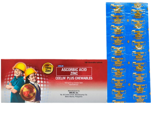 [OTC-T10606-VITF-CAT00257] Ceelin Plus Chewables (Ascorbic Acid/Zinc) 100mg/10mg Tablet 