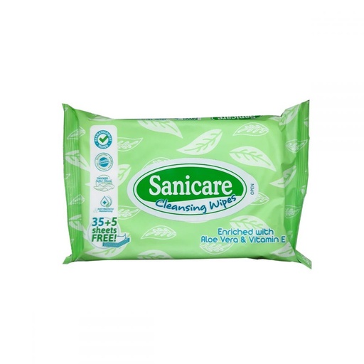 [GR-T10120-COT-CAT00041] Sanicare Cleansing Wipes - Aloe 35+5 Sheets Free